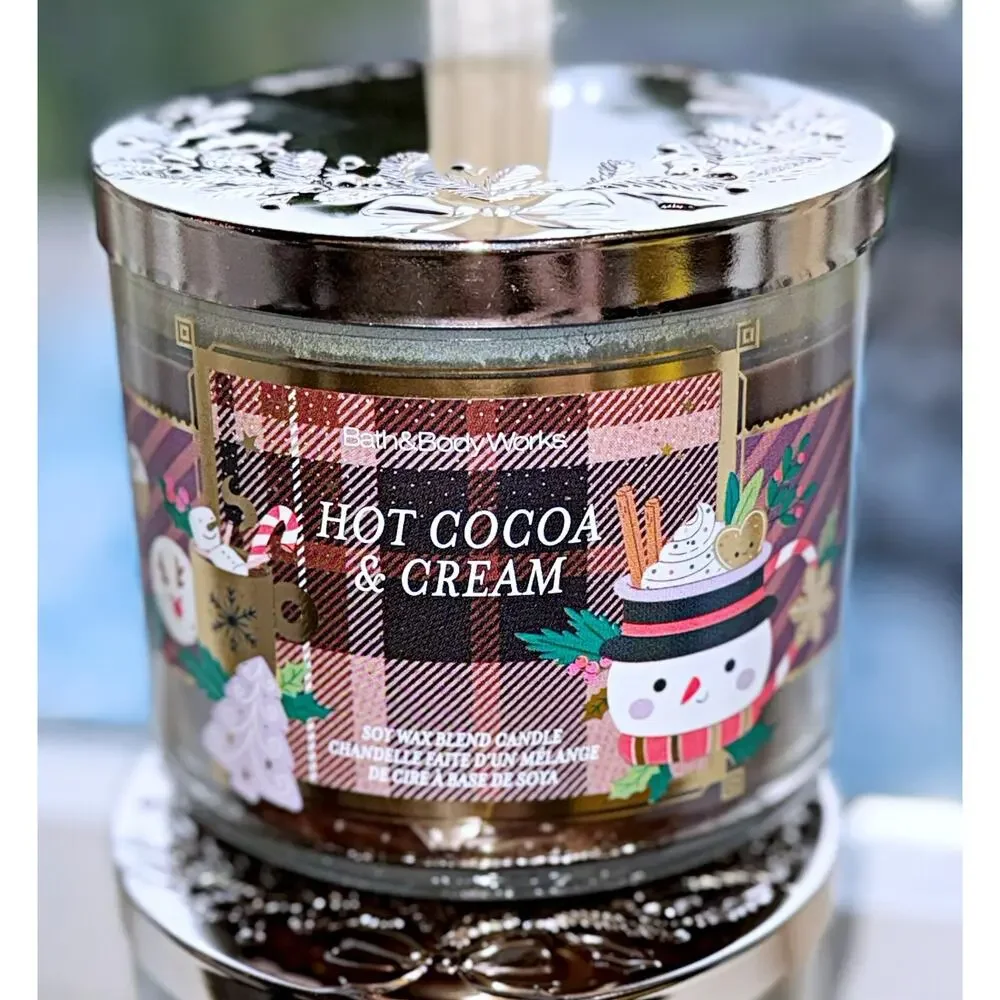 Lot of 2 Bath & Body Works Hot Cocoa & Cream Large 3-Wick Candle 14.5oz